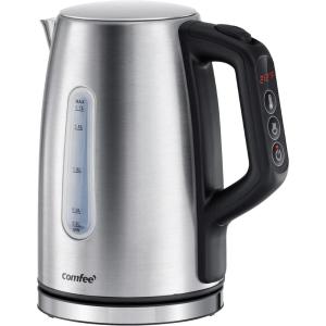 imageCOMFEE Stainless Steel Electric Kettle Temperature Control with 6 Presets 1Hr Keep Warm Kettle Water Boiler 17 Litres 1500W with Viewing Window AutoOff and BoilDry Protection