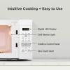 imageCOMFEE CMM091AGN Retro Microwave with Multistage Cooking 9 Preset Menus and Kitchen Timer Mute Function ECO Mode LED digital display 09 cuft 900W Green07 CuFt White