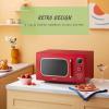 imageCOMFEE CMM091AGN Retro Microwave with Multistage Cooking 9 Preset Menus and Kitchen Timer Mute Function ECO Mode LED digital display 09 cuft 900W Green09 CuFt Red