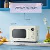 imageCOMFEE CMM091AGN Retro Microwave with Multistage Cooking 9 Preset Menus and Kitchen Timer Mute Function ECO Mode LED digital display 09 cuft 900W Green09 CuFt Apricot  Child Door Lock