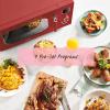 imageCOMFEE CMM091AGN Retro Microwave with Multistage Cooking 9 Preset Menus and Kitchen Timer Mute Function ECO Mode LED digital display 09 cuft 900W Green09 CuFt Red