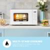imageCOMFEE CMOC20M1WH Retro Microwave with 11 power levels Fast Multistage Cooking Turntable Reset Function Kitchen Timer Speedy Cooking WeightTime Defrost Memory function Children Lock 700WModern White