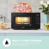 imageCOMFEE CMOC20M1WH Retro Microwave with 11 power levels Fast Multistage Cooking Turntable Reset Function Kitchen Timer Speedy Cooking WeightTime Defrost Memory function Children Lock 700WModern Black