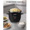 imageCOMFEE Rice Cooker 6Cup Cooked3Cup Uncooked Removable NonStick Bowl for Soups Stews GrainsampampOatmeal One Touch WhiteBlack