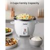 imageCOMFEE Rice Cooker 6Cup Cooked3Cup Uncooked Removable NonStick Bowl for Soups Stews GrainsampampOatmeal One Touch WhiteWhite