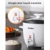 imageCOMFEE Rice Cooker 6Cup Cooked3Cup Uncooked Removable NonStick Bowl for Soups Stews GrainsampampOatmeal One Touch WhiteWhite