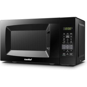 imageCOMFEE CMM091AGN Retro Microwave with Multistage Cooking 9 Preset Menus and Kitchen Timer Mute Function ECO Mode LED digital display 09 cuft 900W Green07 CuFt Black