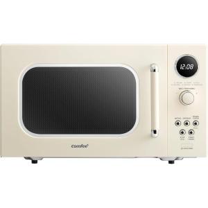 imageCOMFEE CMM091AGN Retro Microwave with Multistage Cooking 9 Preset Menus and Kitchen Timer Mute Function ECO Mode LED digital display 09 cuft 900W Green09 CuFt Apricot  Child Door Lock