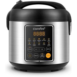 imageCOMFEE Rice Cooker 10 cup Uncooked20 cup Cooked  Rice Maker Steamer Saute Steamer and Warmer 52 QT Large Capacity Brown Rice Quinoa and Oatmeal 8 OneTouch Programs10 Presets4 Cups Uncooked