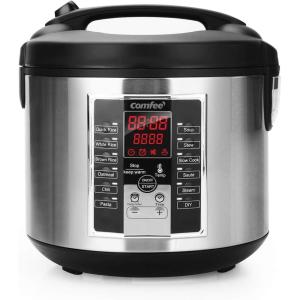 imageCOMFEE Rice Cooker 10 cup Uncooked20 cup Cooked  Rice Maker Steamer Saute Steamer and Warmer 52 QT Large Capacity Brown Rice Quinoa and Oatmeal 8 OneTouch Programs10 Cups Uncooked