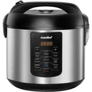 imageCOMFEE Rice Cooker 10 cup Uncooked20 cup Cooked  Rice Maker Steamer Saute Steamer and Warmer 52 QT Large Capacity Brown Rice Quinoa and Oatmeal 8 OneTouch ProgramsBasic10 Cups Uncooked