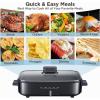 imageCOMFEE 12inch MultiFunctional Electric Skillets with Temperature Control Rapid Heat Up Easy to Clean Nonstick Detachable Electric Griddle for Roast Fry Saut Steam or Buffet 35Qt