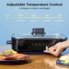 imageCOMFEE 12inch MultiFunctional Electric Skillets with Temperature Control Rapid Heat Up Easy to Clean Nonstick Detachable Electric Griddle for Roast Fry Saut Steam or Buffet 35Qt