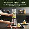 imageCOMFEE Compact Personal Blender with Tritan BPAFree 20 Oz and 10 Oz Travel Cups with Lids for Shakes Frozen Drinks Smoothies Food Prep 300Watt Base Stainless Steel