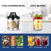 imageCOMFEE Immersion Hand Blender Brushed Stainless Steel Multipurpose Stick Blender with 500 Watts 600ml Beaker 500ml Chopper and Whisk Perfect for Baby Food Smoothies Sauces and Soups BlackSilver