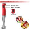 imageCOMFEE Immersion Hand Blender Brushed Stainless Steel Multipurpose Stick Blender with 500 Watts 600ml Beaker 500ml Chopper and Whisk Perfect for Baby Food Smoothies Sauces and Soups BlackRed