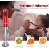 imageCOMFEE Immersion Hand Blender Brushed Stainless Steel Multipurpose Stick Blender with 500 Watts 600ml Beaker 500ml Chopper and Whisk Perfect for Baby Food Smoothies Sauces and Soups BlackRed