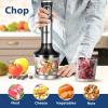 imageCOMFEE Immersion Hand Blender Brushed Stainless Steel Multipurpose Stick Blender with 500 Watts 600ml Beaker 500ml Chopper and Whisk Perfect for Baby Food Smoothies Sauces and Soups BlackSilver