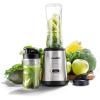 imageCOMFEE Compact Personal Blender with Tritan BPAFree 20 Oz and 10 Oz Travel Cups with Lids for Shakes Frozen Drinks Smoothies Food Prep 300Watt Base Stainless Steel