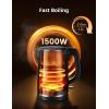 imageCOMFEE Electric Kettle and Tea Kettle 15L Double Wall Stainless Steel Interior Lid ampamp Spout Fast Boil AutoOff and BoilDry Protection 1500WBlack
