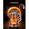 imageCOMFEE Electric Kettle and Tea Kettle 15L Double Wall Stainless Steel Interior Lid ampamp Spout Fast Boil AutoOff and BoilDry Protection 1500WWhite