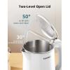 imageCOMFEE Electric Kettle and Tea Kettle 15L Double Wall Stainless Steel Interior Lid ampamp Spout Fast Boil AutoOff and BoilDry Protection 1500WWhite