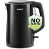 imageCOMFEE Electric Kettle and Tea Kettle 15L Double Wall Stainless Steel Interior Lid ampamp Spout Fast Boil AutoOff and BoilDry Protection 1500WBlack