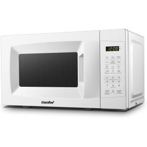 imageCOMFEE Retro Ovens Small 9 Preset Programs 09 cuft Countertop Compact Microwaves with MultiStage Cooking Mute Function LED Digital Red900W CMOMMP02AARD Red07 CuFt White