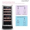 imageCOMFEE CRW29S3AST Freestanding Wine Cellar 29 Bottle Wine Cooler Refrigerators Quiet Operation Compressor Glass Door Stainless Steel Frame For RedampampWhite WineampampBeerBlack28 Bottles
