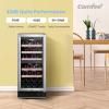 imageCOMFEE CRW29S3AST Freestanding Wine Cellar 29 Bottle Wine Cooler Refrigerators Quiet Operation Compressor Glass Door Stainless Steel Frame For RedampampWhite WineampampBeerBlack28 Bottles