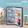 imageCOMFEE CRM33S3AST Cubic Feet Compact Singel Door Mini Fridge for Bedroom Office Garage Studio Dorm with 3 Removal Glass Shelves Stainless Steel Refrigerator 33 Cuft176quotD x 186quotW x 34quotH Silver