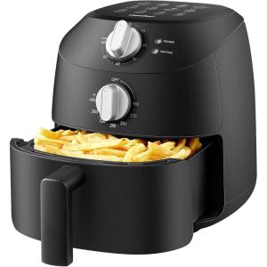 imageCOMFEE Compact 21 Quart Air Fryer with 12 Menu Options Adjustable Timer ampamp Temperature Control 180400 degrees F DishwasherSafe Nonstick Fry BasketMetal Black