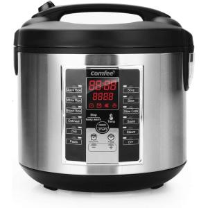 imageCOMFEE Rice Cooker 14in1 Stainless Steel Multi Cooker Slow Cooker Steamer Saut and Warmer 53 QT 20 Cups Cooked 10 Cups Uncooked Brown Rice Quinoa and Oatmeal10 Cups Uncooked