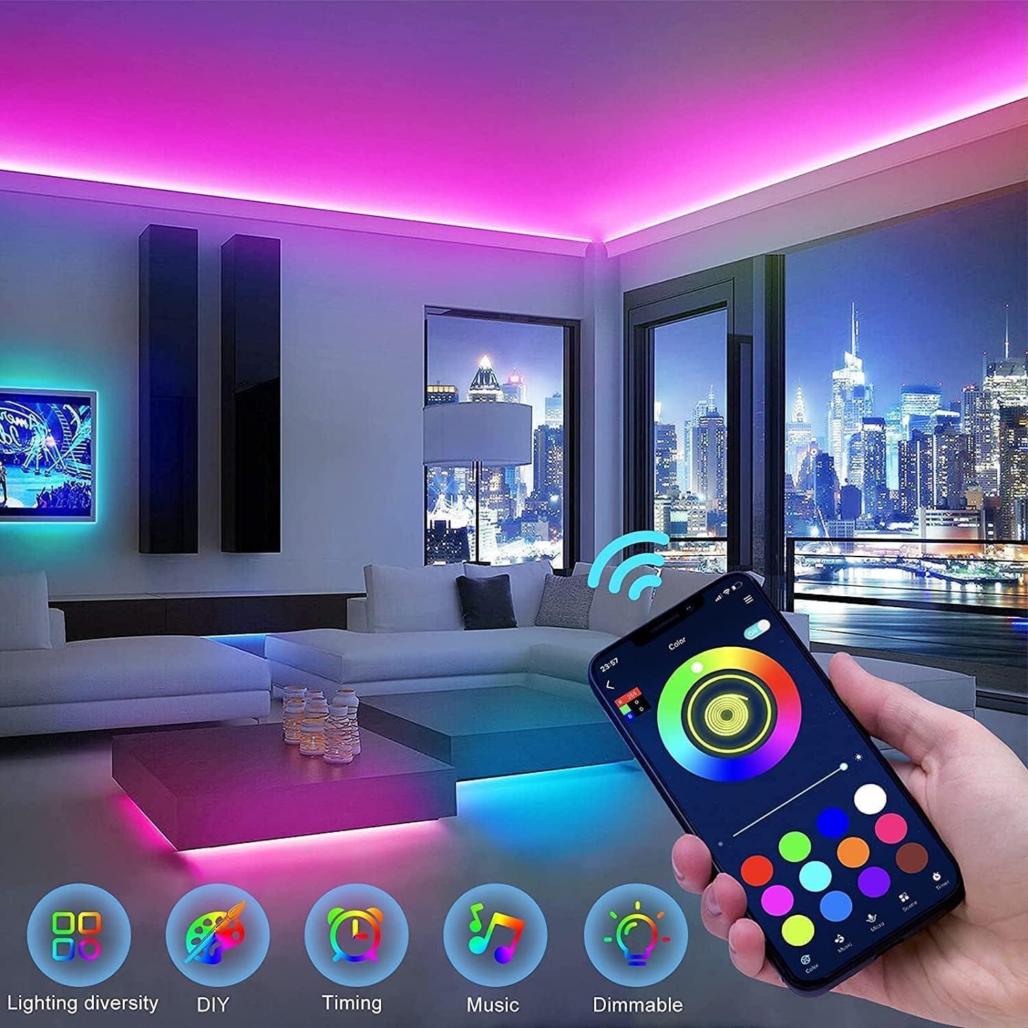 imageTenmiro 656ft Led Strip Lights Smart Led Light Strips Music Sync Color Changing LED Lights App Control Led Lights for Bedroom Party Home Decoration