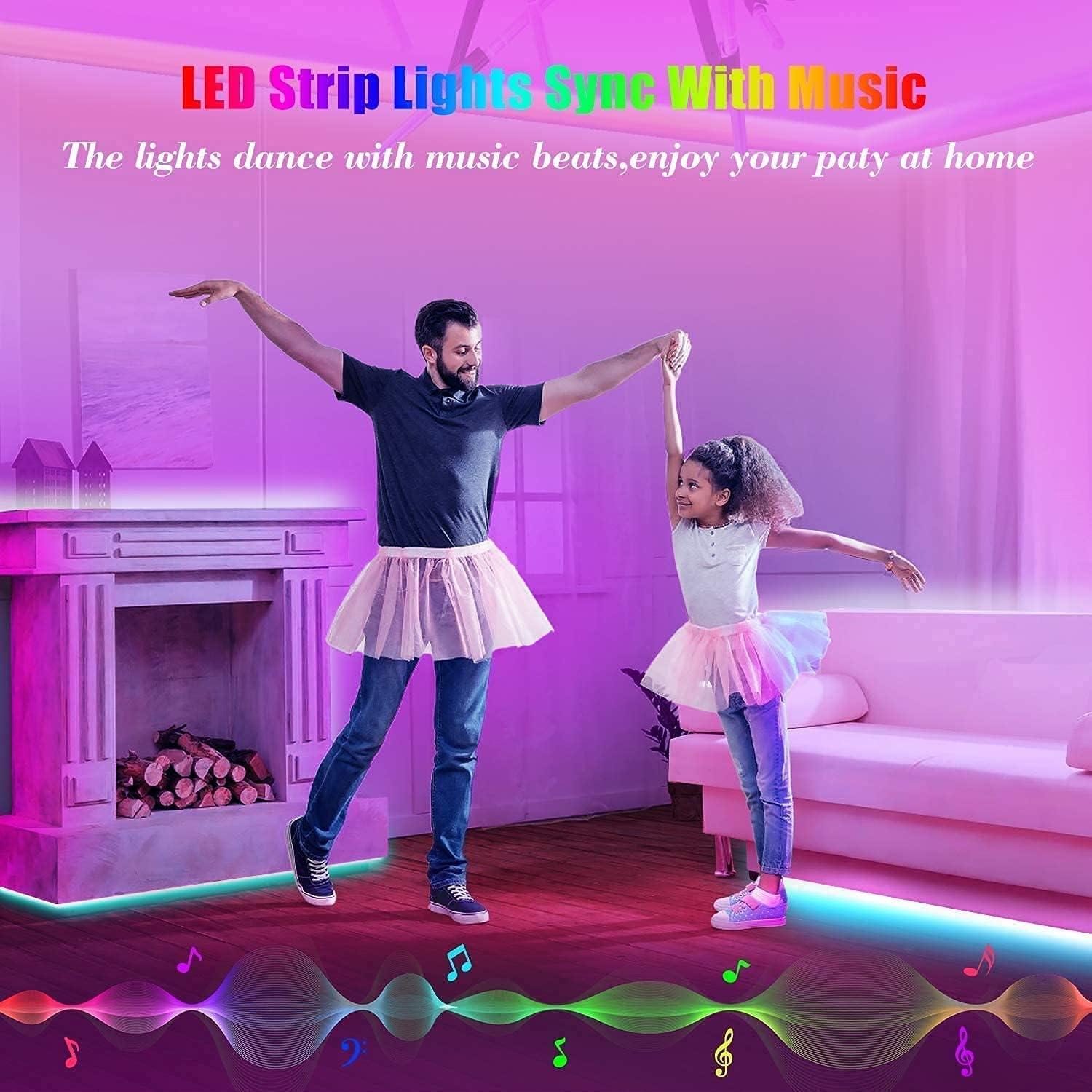 imageTenmiro 656ft Led Strip Lights Smart Led Light Strips Music Sync Color Changing LED Lights App Control Led Lights for Bedroom Party Home Decoration