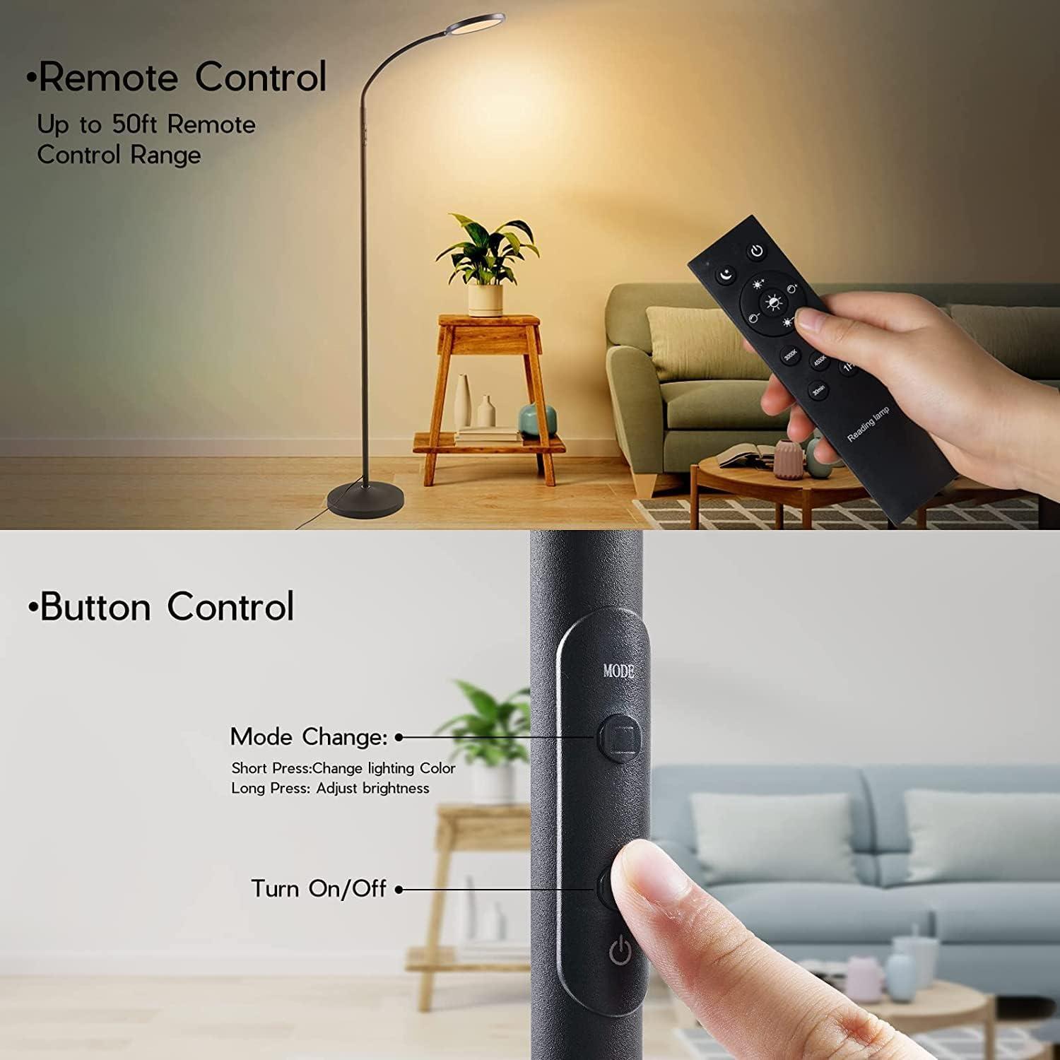 imageTenmiro Floor Lamp Led Floor Lamps for Living Room Bright Modern Reading Floor Lamp with Stepless Adjust Color Temperatures ampamp Brightness Standing Lamp with Remote ampamp Touch Control BlackPink