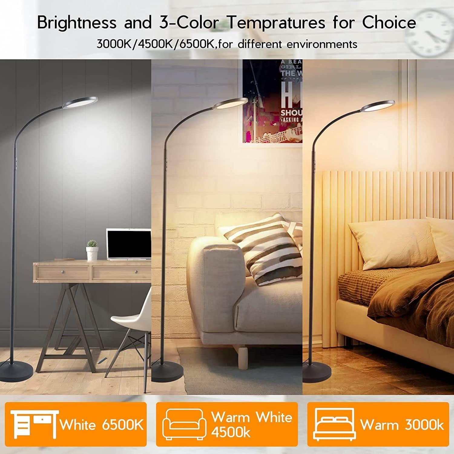 imageTenmiro Floor Lamp Led Floor Lamps for Living Room Bright Modern Reading Floor Lamp with Stepless Adjust Color Temperatures ampamp Brightness Standing Lamp with Remote ampamp Touch Control BlackBlue