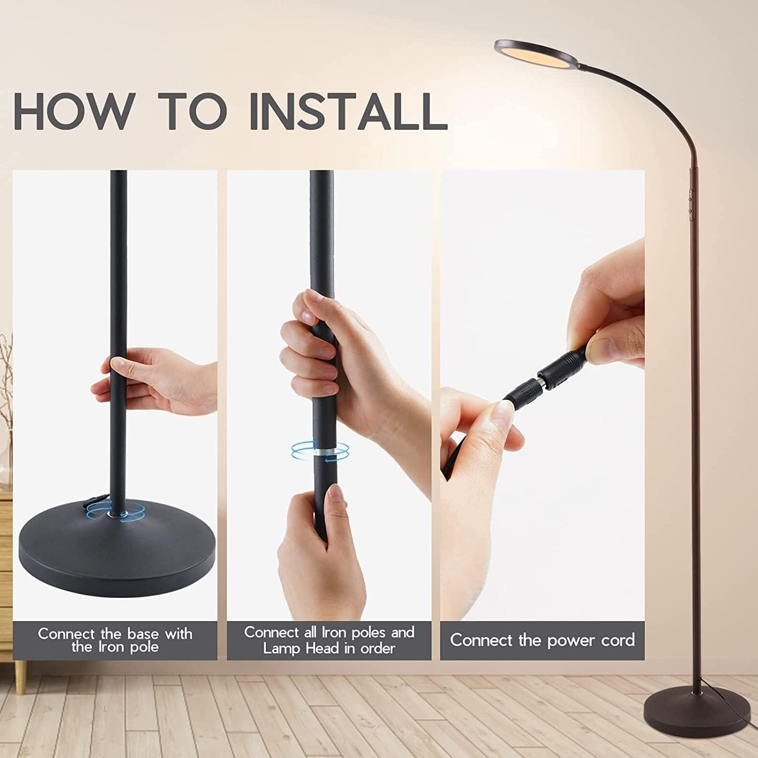 imageTenmiro Floor Lamp Led Floor Lamps for Living Room Bright Modern Reading Floor Lamp with Stepless Adjust Color Temperatures ampamp Brightness Standing Lamp with Remote ampamp Touch Control BlackPink