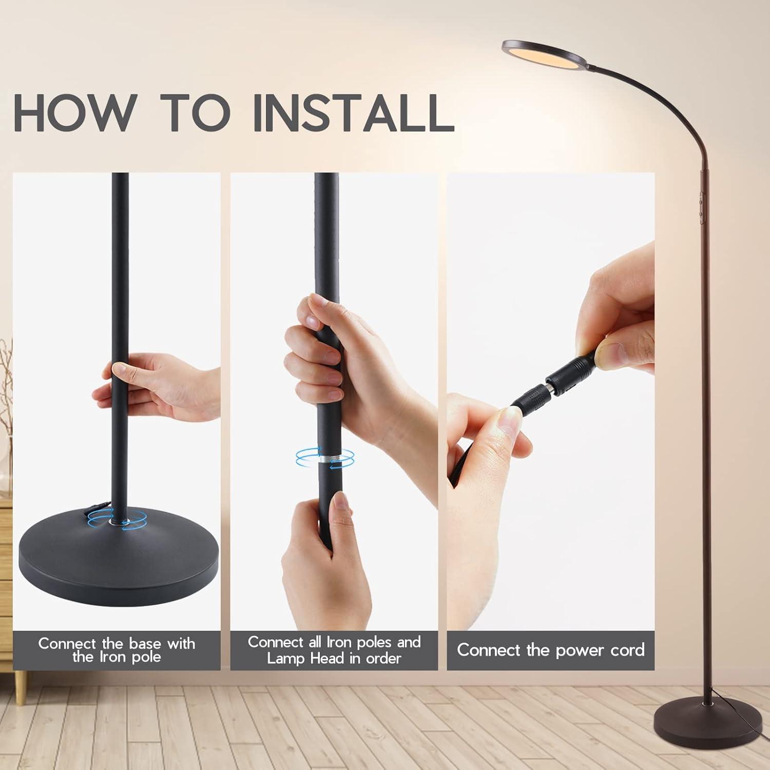 imageTenmiro Floor Lamp Led Floor Lamps for Living Room Bright Modern Reading Floor Lamp with Stepless Adjust Color Temperatures ampamp Brightness Standing Lamp with Remote ampamp Touch Control BlackBlack