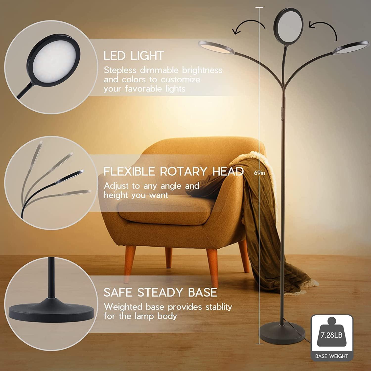 imageTenmiro Floor Lamp Led Floor Lamps for Living Room Bright Modern Reading Floor Lamp with Stepless Adjust Color Temperatures ampamp Brightness Standing Lamp with Remote ampamp Touch Control BlackPink