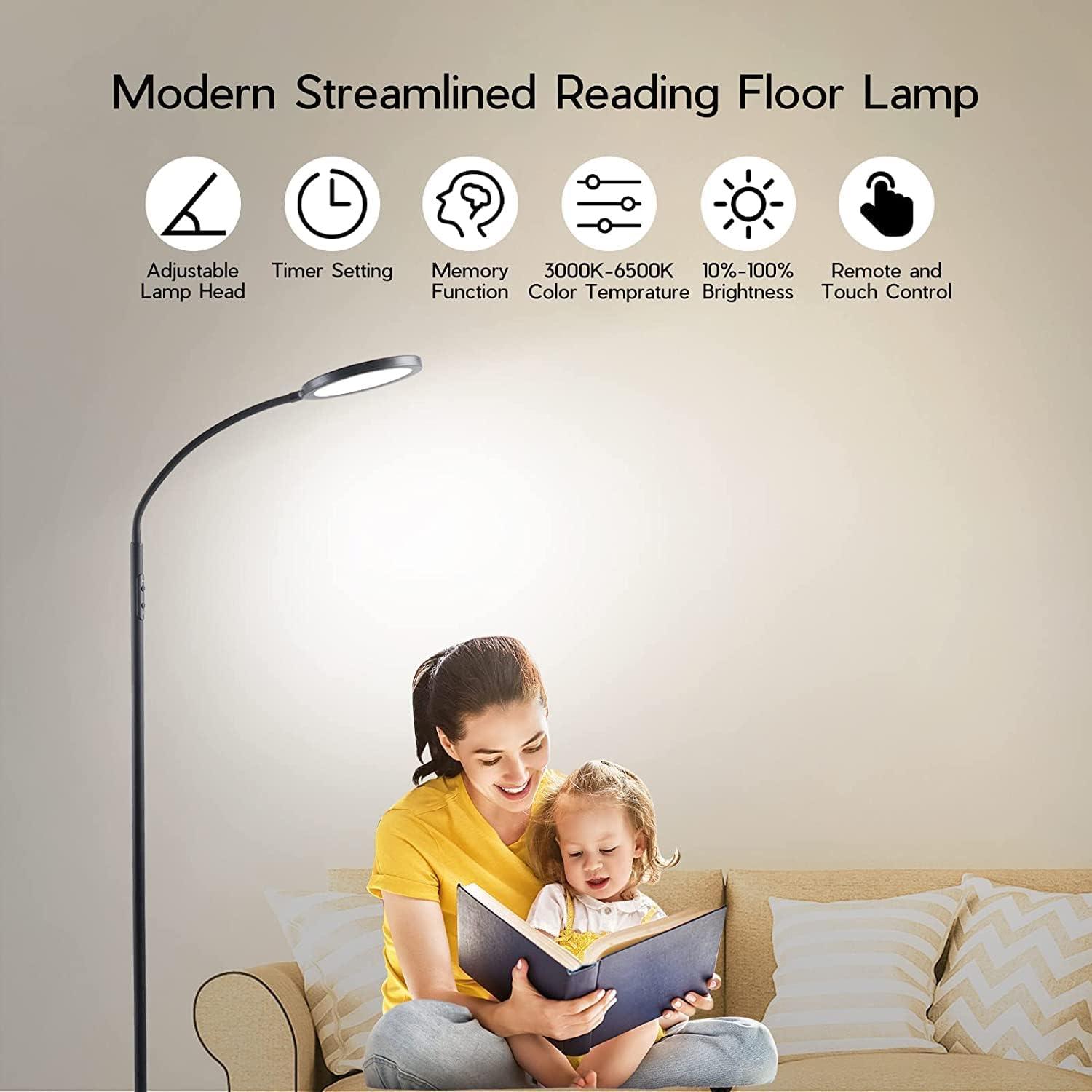 imageTenmiro Floor Lamp Led Floor Lamps for Living Room Bright Modern Reading Floor Lamp with Stepless Adjust Color Temperatures ampamp Brightness Standing Lamp with Remote ampamp Touch Control BlackBlue