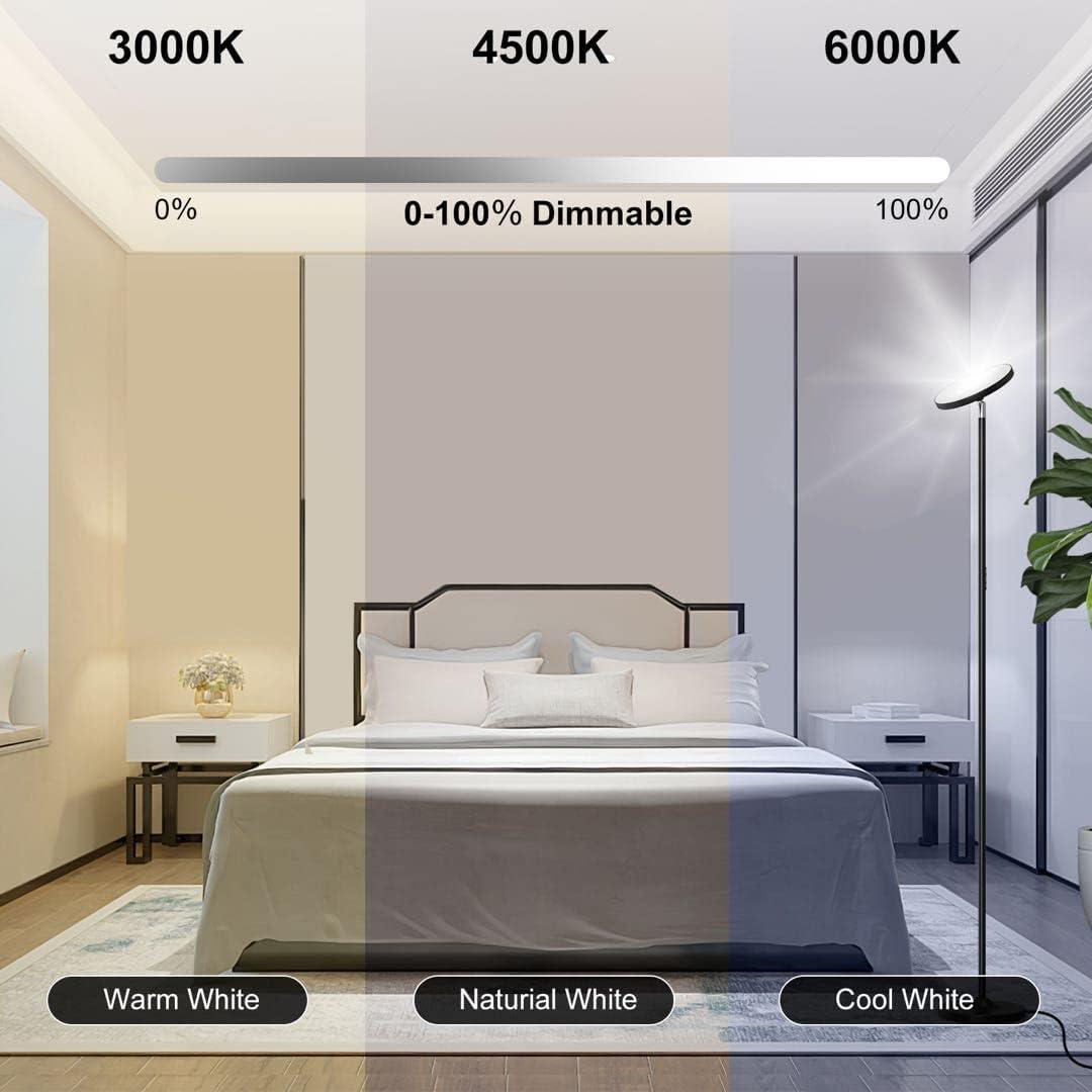 imageTenmiro Floor Lamp2700K6500K Super Bright Floor Lamps for Living Room 2 in 1 Color Changing Floor Lamp ampamp Reading Lamp Standing Lamp for Bedroom