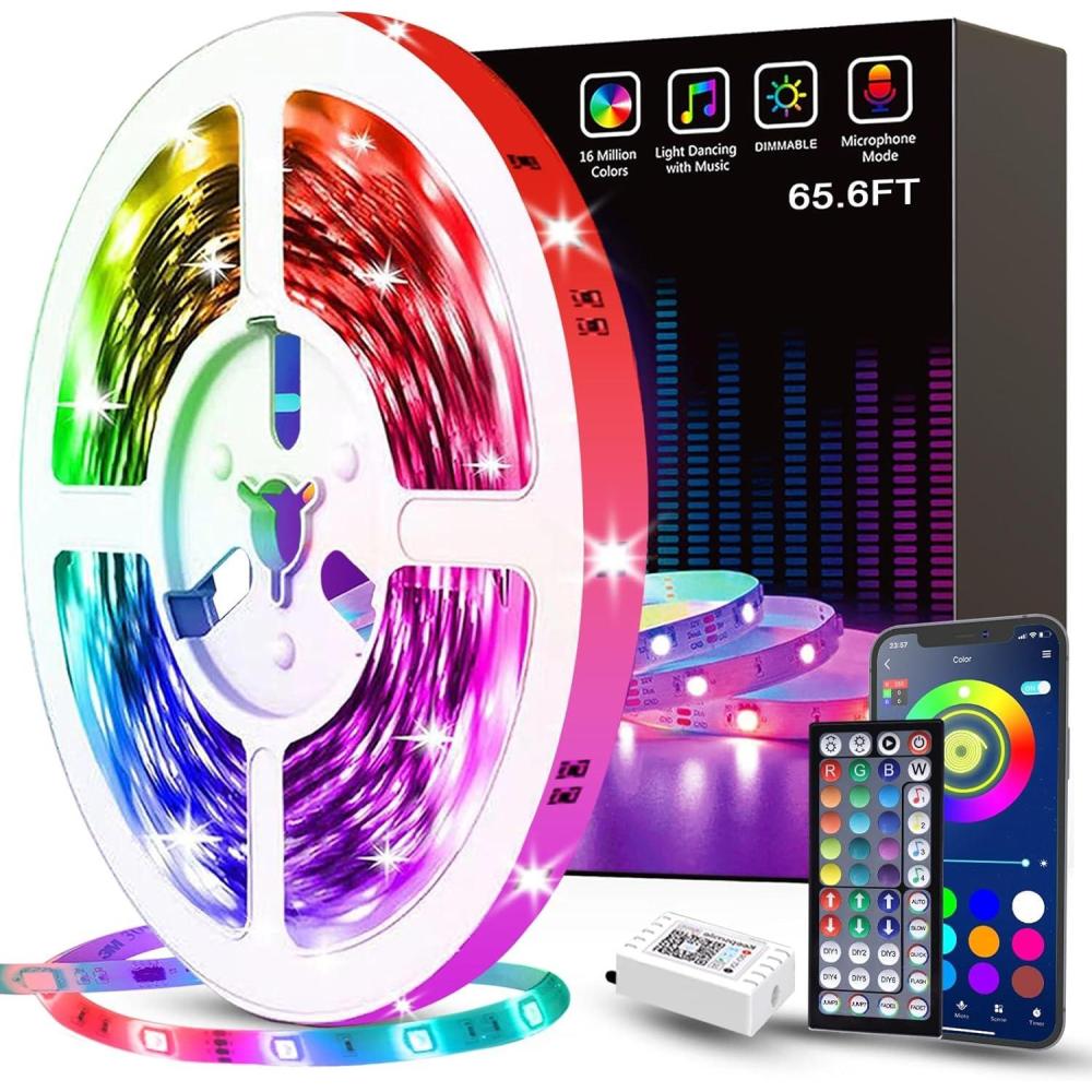 imageTenmiro 656ft Led Strip Lights Smart Led Light Strips Music Sync Color Changing LED Lights App Control Led Lights for Bedroom Party Home Decoration