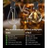 imageTenmiro 60FT Outdoor String Lights Waterproof 161 Edison Shatterproof Bulbs Led Outside Patio Lights for Porch Deck Garden Backyard Balcony Wedding Party Decor200FT