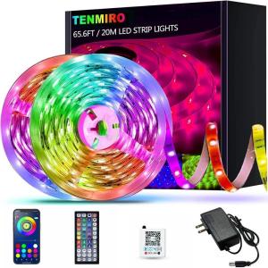 imageTenmiro 328ft LED Strip Lights RGB LED Smart Music Sync Color Changing LED Lights Strips with Remote LED Lights for Bedroom Room TV Party656ft