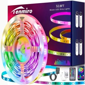 imageTenmiro Led Lights for Bedroom Music Sync LED Rope Lights APP Control with Remote RGB Led Strip Lights for Room Kitchen Party Home Decoration 656ft328FT