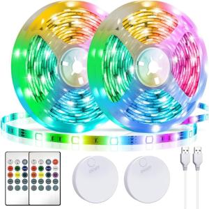 imageTenmiro LED Strip Lights Battery Powered1312ft Led Lights USB Powered for TVRGB 5050 Color Changing Led Lightswith Remote Led Lights for BedroomHome DecorationPartyCamping