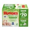 imageHuggies Natural Care Sensitive Baby Wipes Unscented Hypoallergenic 99 Purified Water 12 FlipTop Packs 768 Wipes Total Packaging May Vary64 Count Pack of 17