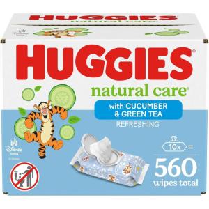imageHuggies Natural Care Refreshing Baby Wipes Hypoallergenic Scented 10 FlipTop Packs 560 Wipes Total Packaging May Vary56 Count Pack of 10