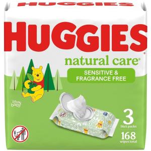imageHuggies Natural Care Sensitive Baby Wipes Unscented Hypoallergenic 99 Purified Water 12 FlipTop Packs 768 Wipes Total Packaging May Vary56 Count Pack of 3